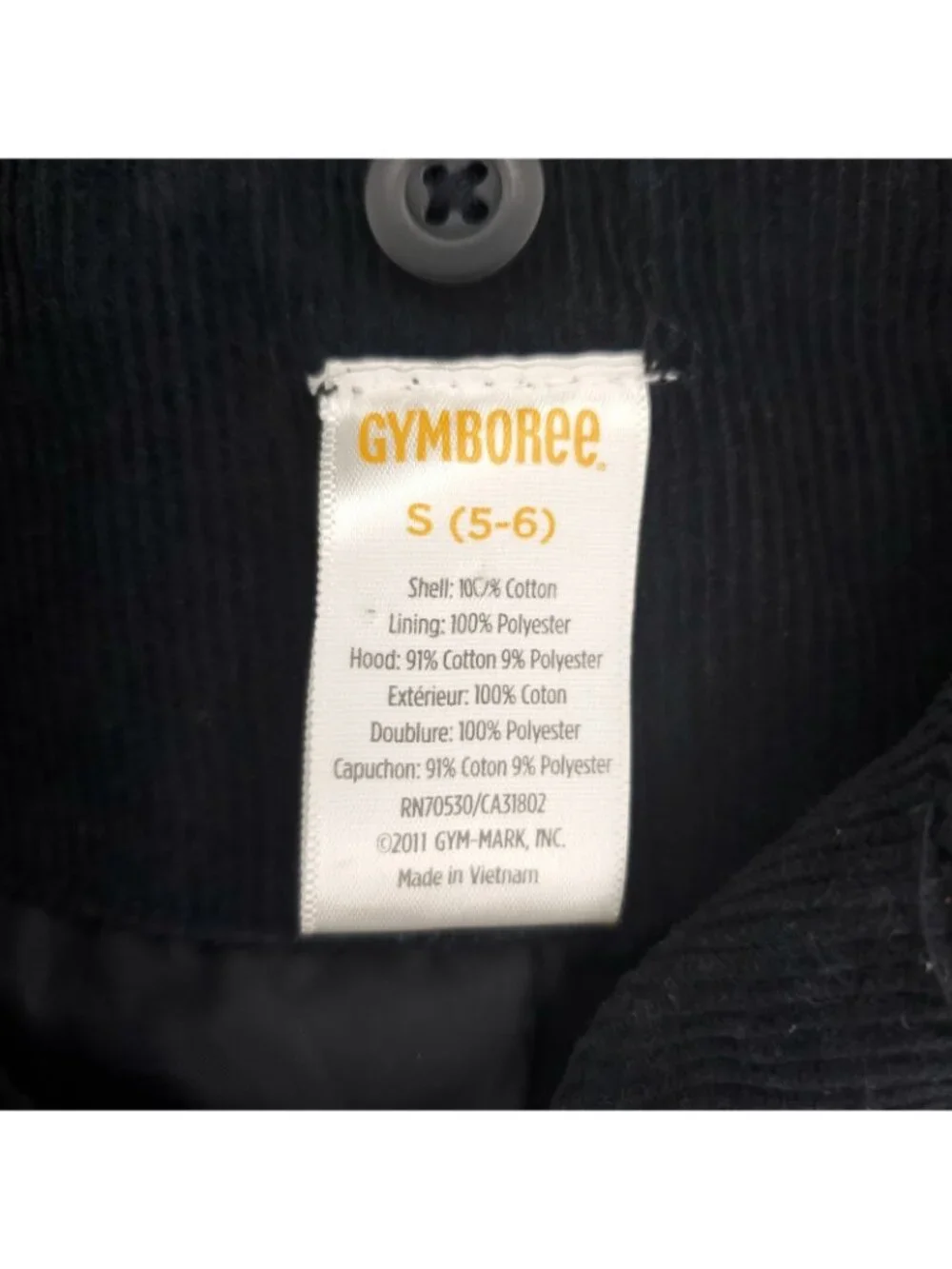 Gymboree Corduroy Blazer Jacket Boys Youth Small 5-6 Black Button Pockets